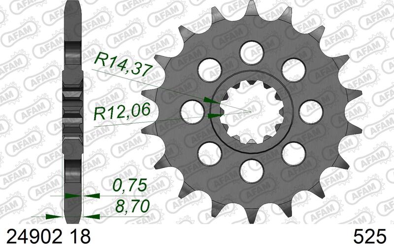 AFAM Steel Standard Front Sprocket 24902 - 525 Figure 1
