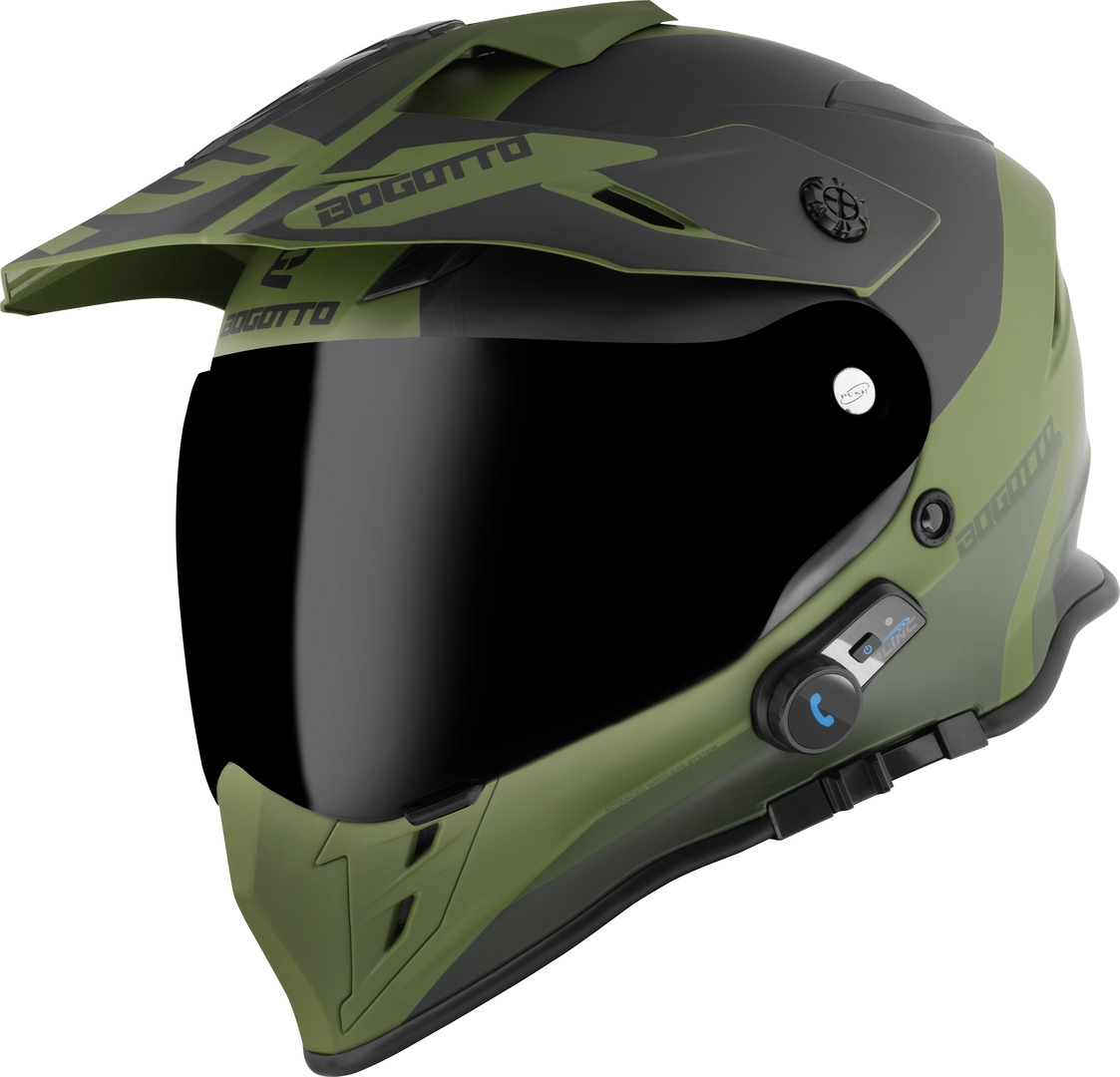 Bogotto H331 BT Tour EVO Bluetooth Cască Enduro Negru mat/verde XS Figura 1