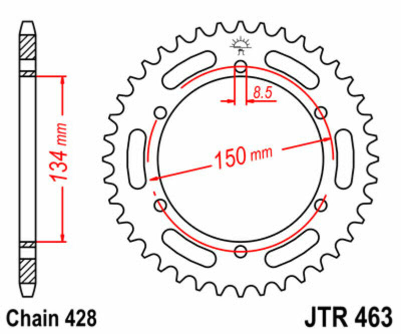 JT-DRIVHJUL Standard stålkrona 463 - 428 Figur 2