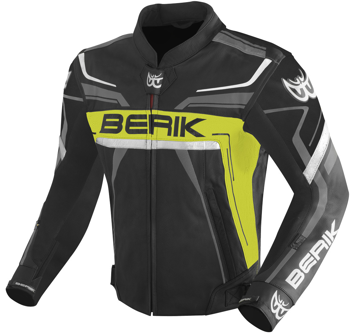 Berik Absolute Race Motorcycle Leather Jacket black/neon-yellow/anthracite 60 Figure 1