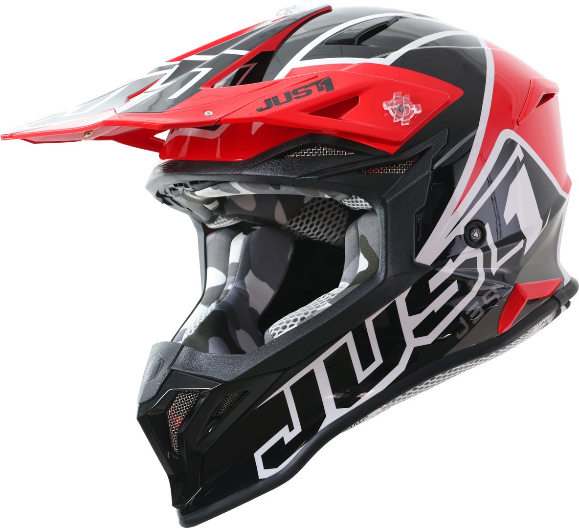 Just1 J39 Thruster Capacete de Motocross preto/branco/vermelho S (55/56) Figura 1