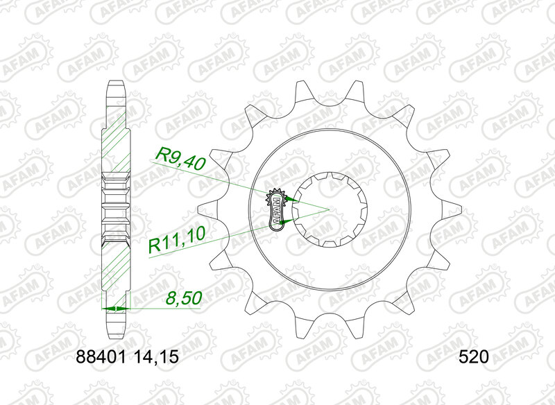 AFAM Pignon acier standard - 520 Figure 1