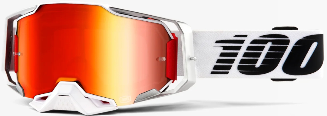 100% Armega Essential Chrome Ochelari de motocross Alb/Negru Figura 1