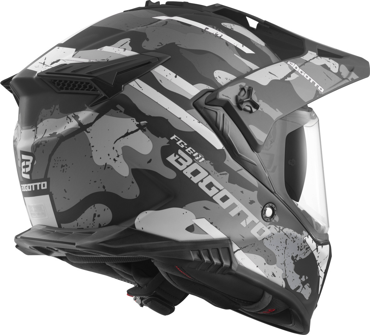 Bogotto FG-601 Sniper Cască Enduro din fibră de sticlă Negru mat/gri XS Figura 4