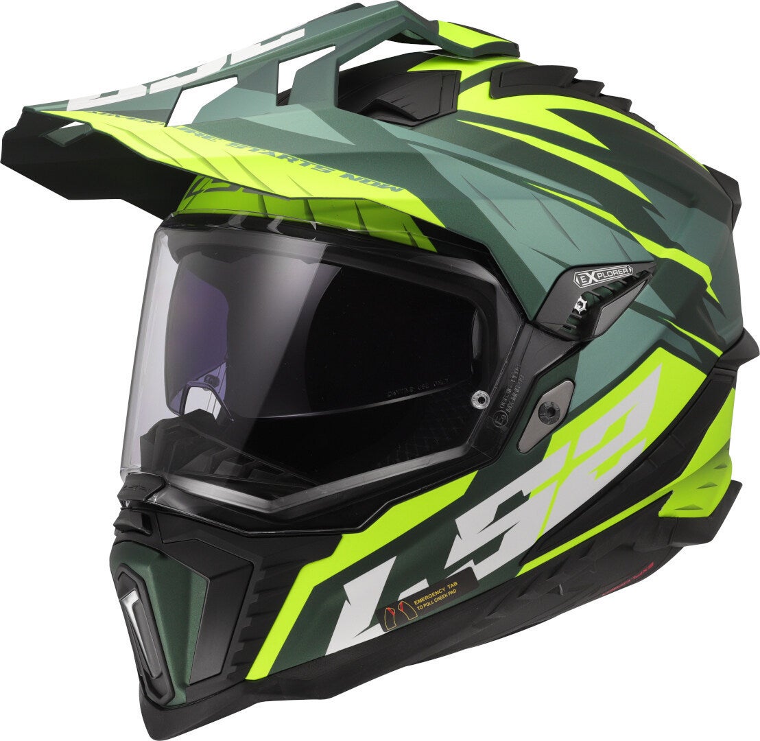 LS2 MX701 Explorer Spire Motocross Helm grün matt/neon-gelb XL (61/62) Abbildung 1
