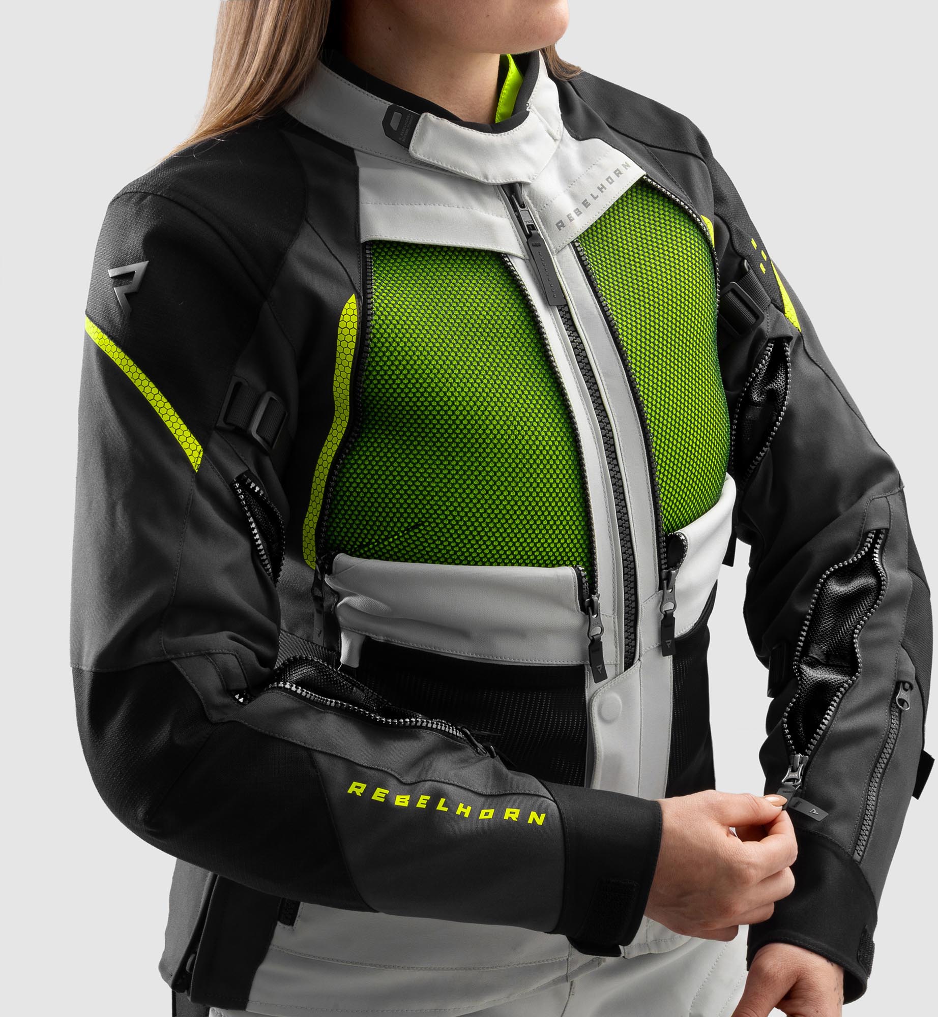 Rebelhorn Hardy 3.0 vandtæt dame motorcykel tekstiljakke sort/grå/gul S Figur 3
