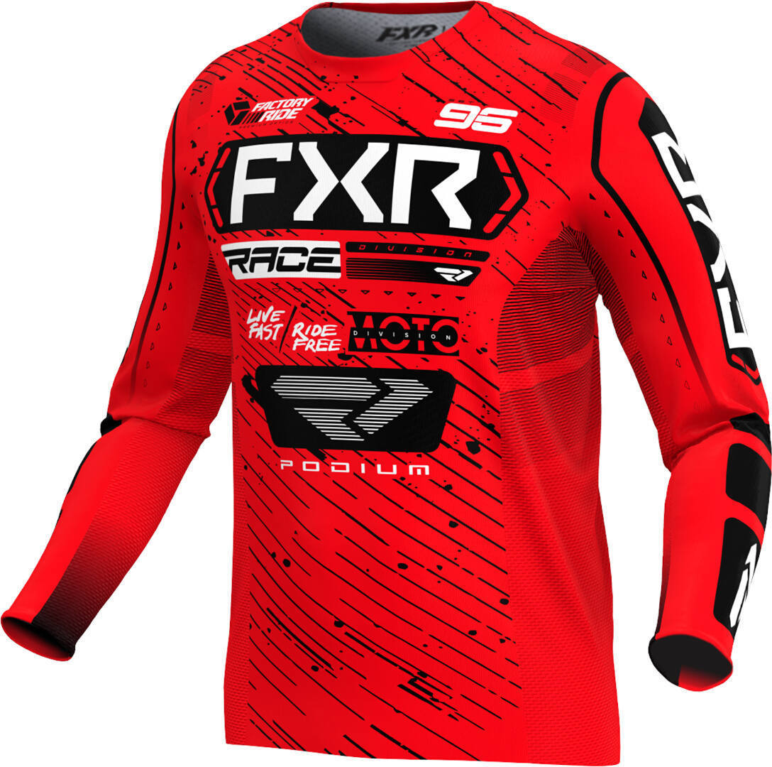 FXR Podium 2025 Motocross tröja för ungdomar röd/svart/vit L Figur 1
