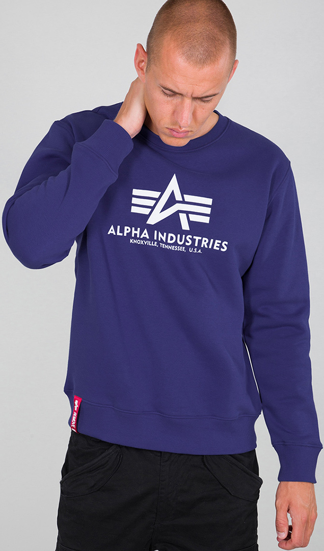 Alpha Industries Basic Sweatshirt blå/hvid XL Figur 1