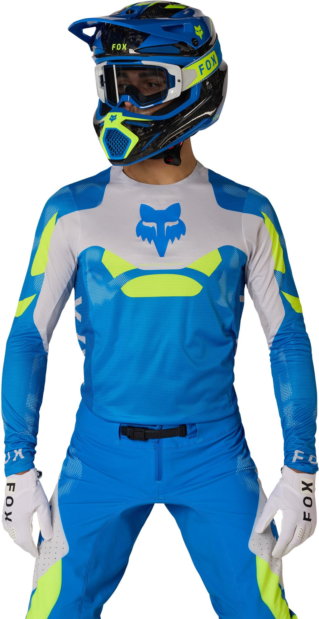 FOX Flexair Tactile Camisa de Motocross azul/branco/neon-amarelo 2XL Figura 3
