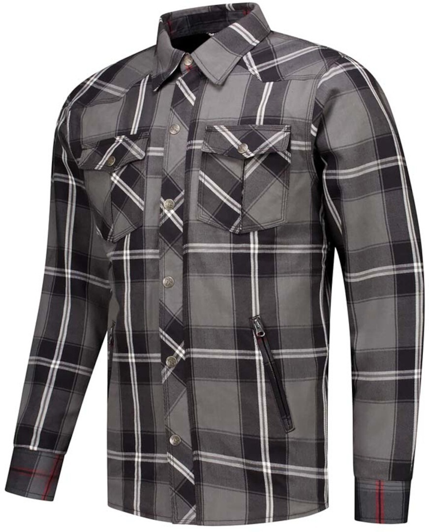 Rusty Stitches Neil V2 Camisa de motocicleta Cinza/Preto/Branco M Figura 1