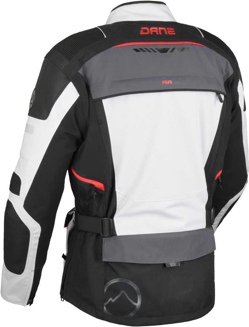 DANE Hornum waterproof Motorcycle Textile Jacket grey/black/red XXL Figure 2