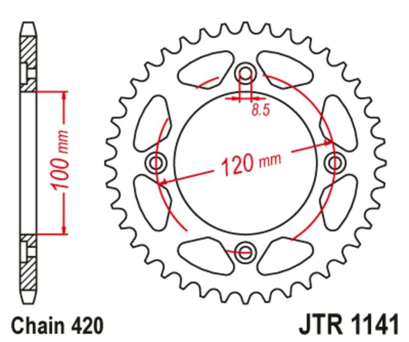 LANȚ DE TRANSMISIE JT JT/JT Kit lanț 420HDR 11/51 Standard - Pinionul spate standard 1141 Figura 3