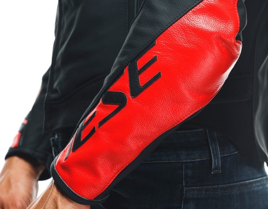 Dainese Sportiva Motorcycle Leather Jacket black/red/white 60 Figure 8