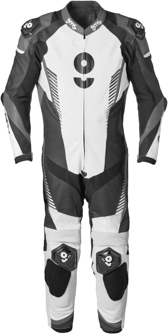 GMS GRC-1 One Piece Motorcycle Leather Suit black/white/grey 56 Figure 1