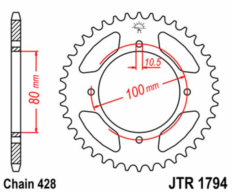 JT SPROCKETS Corona de acero estándar 1794