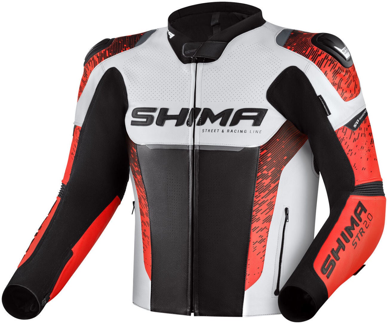 SHIMA STR 2.0 Veste en cuir de moto Noir/Blanc/Rouge 48 Figure 1