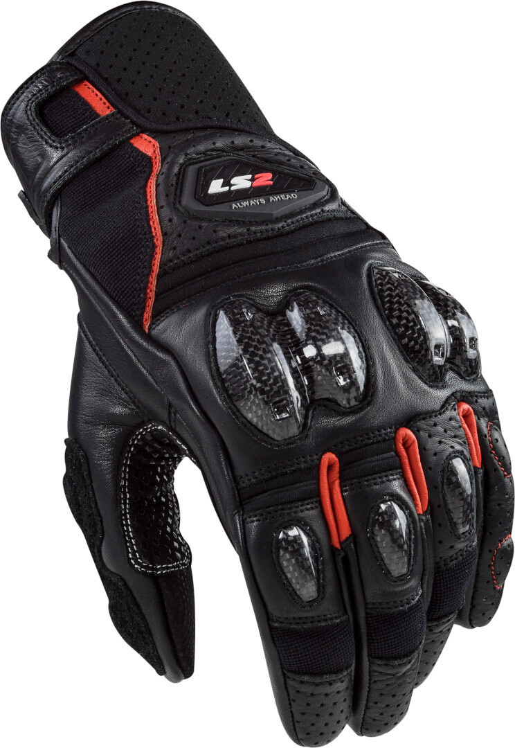 LS2 Spark II Leather perforerede motorcykelhandsker sort/rød L Figur 1
