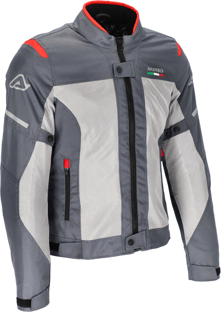 Acerbis On Road Ruby Dames Motorfiets Textiel Jas grijs/rood M Figuur 1
