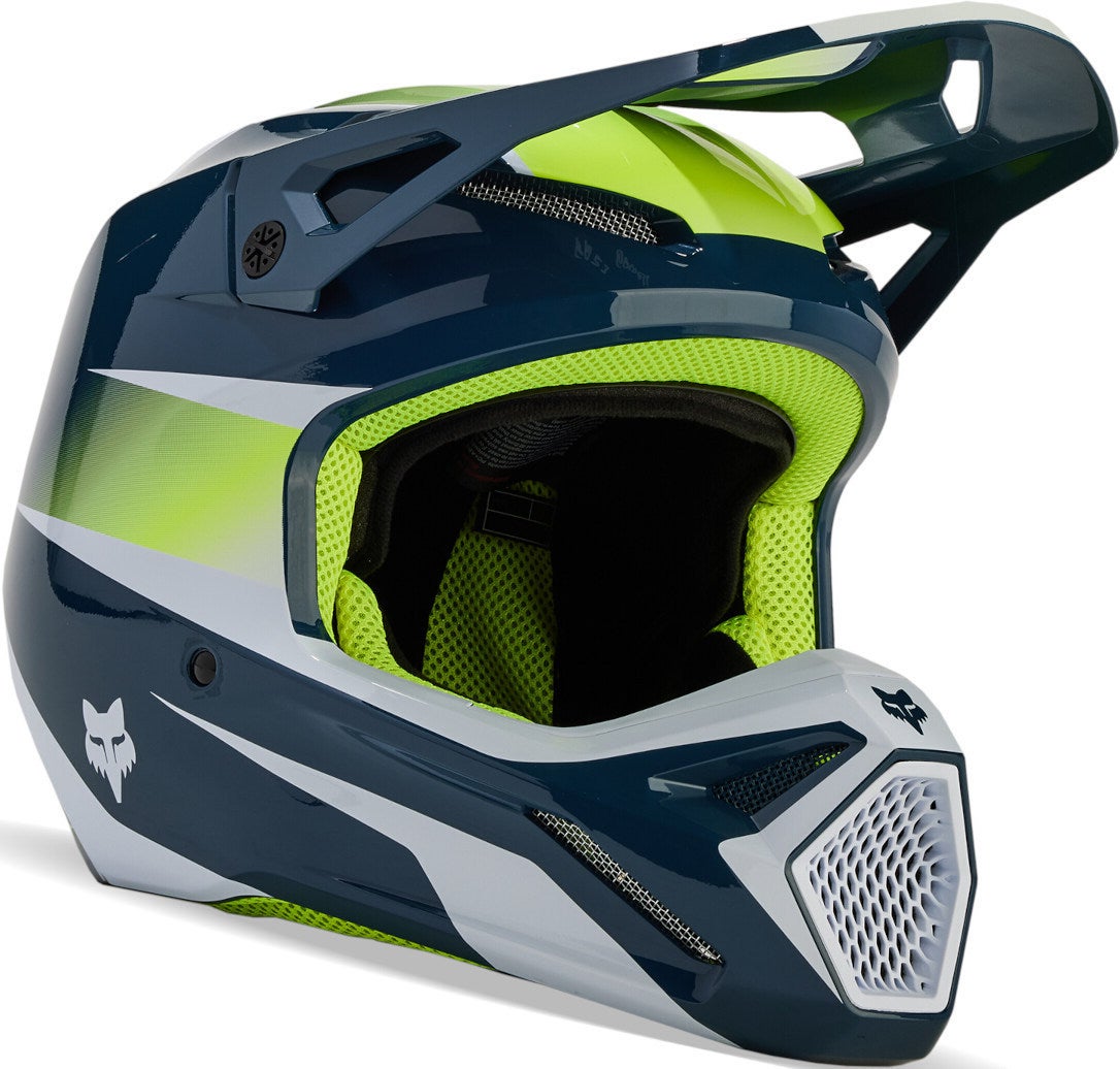 FOX V1 Flora MIPS Casco Motocross blu/giallo XL (61/62) Figura 1