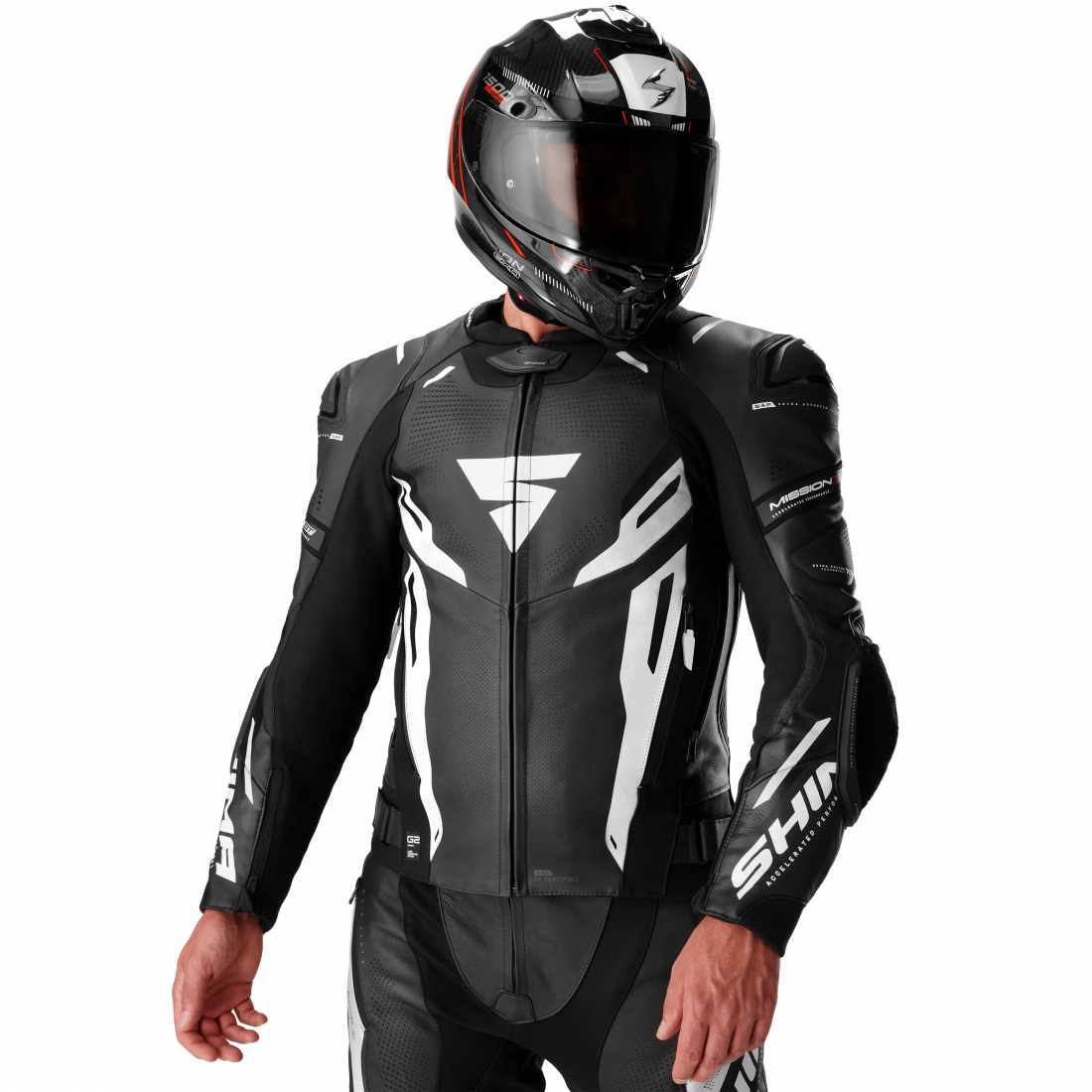 SHIMA Mission ST Veste en cuir moto Noir/Blanc 60 Figure 3