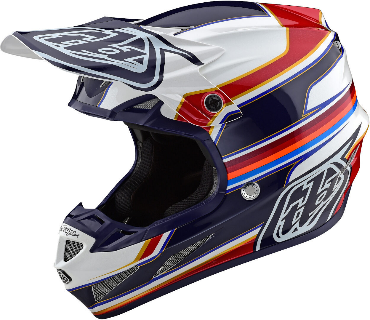 Troy Lee Designs SE4 Speed MIPS Cască de motocross Alb/Roșu/Albastru XS Figura 1