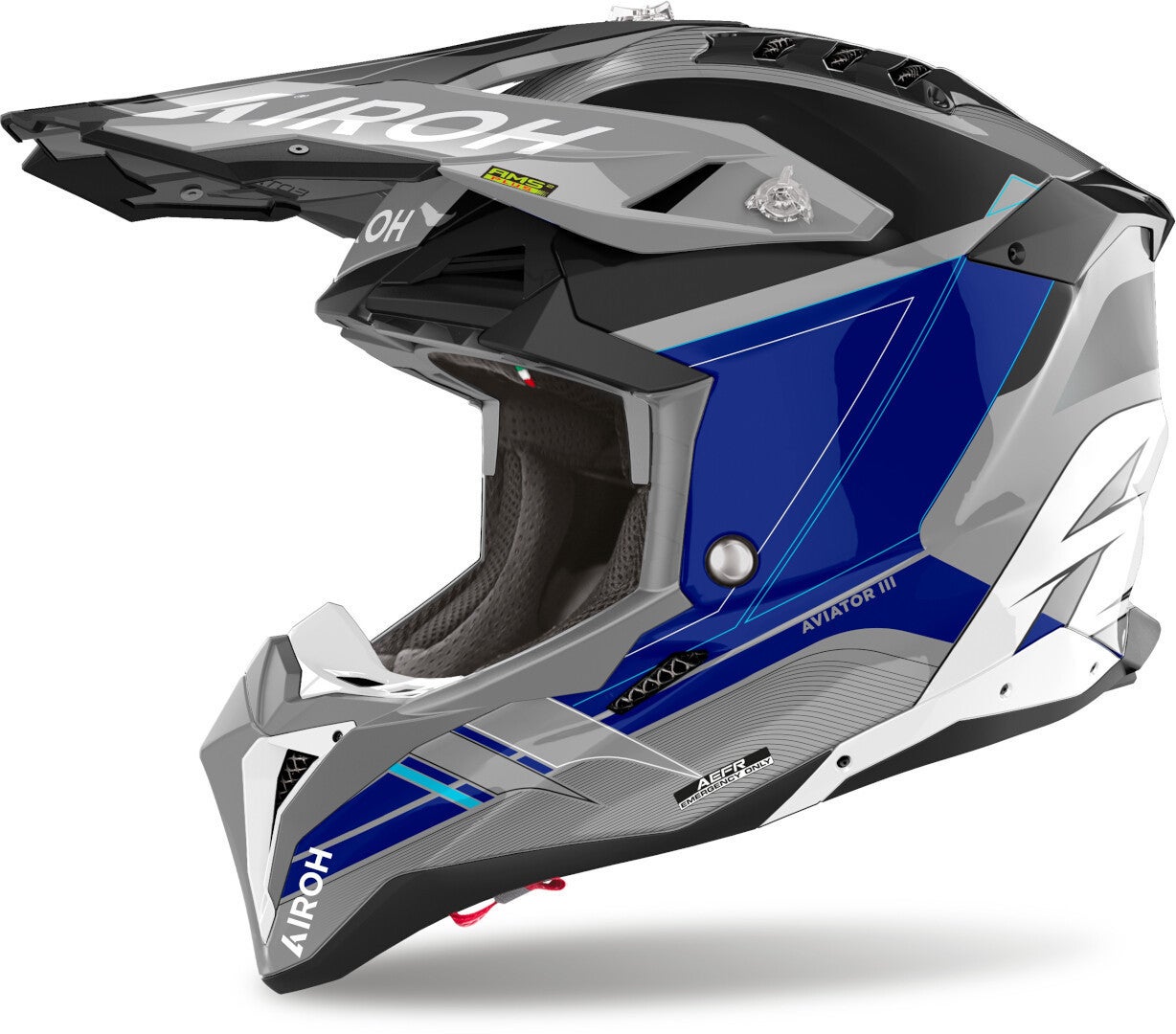Airoh Aviator 3 Saber Casco da motocross grigio/blu M (57/58) Figura 1