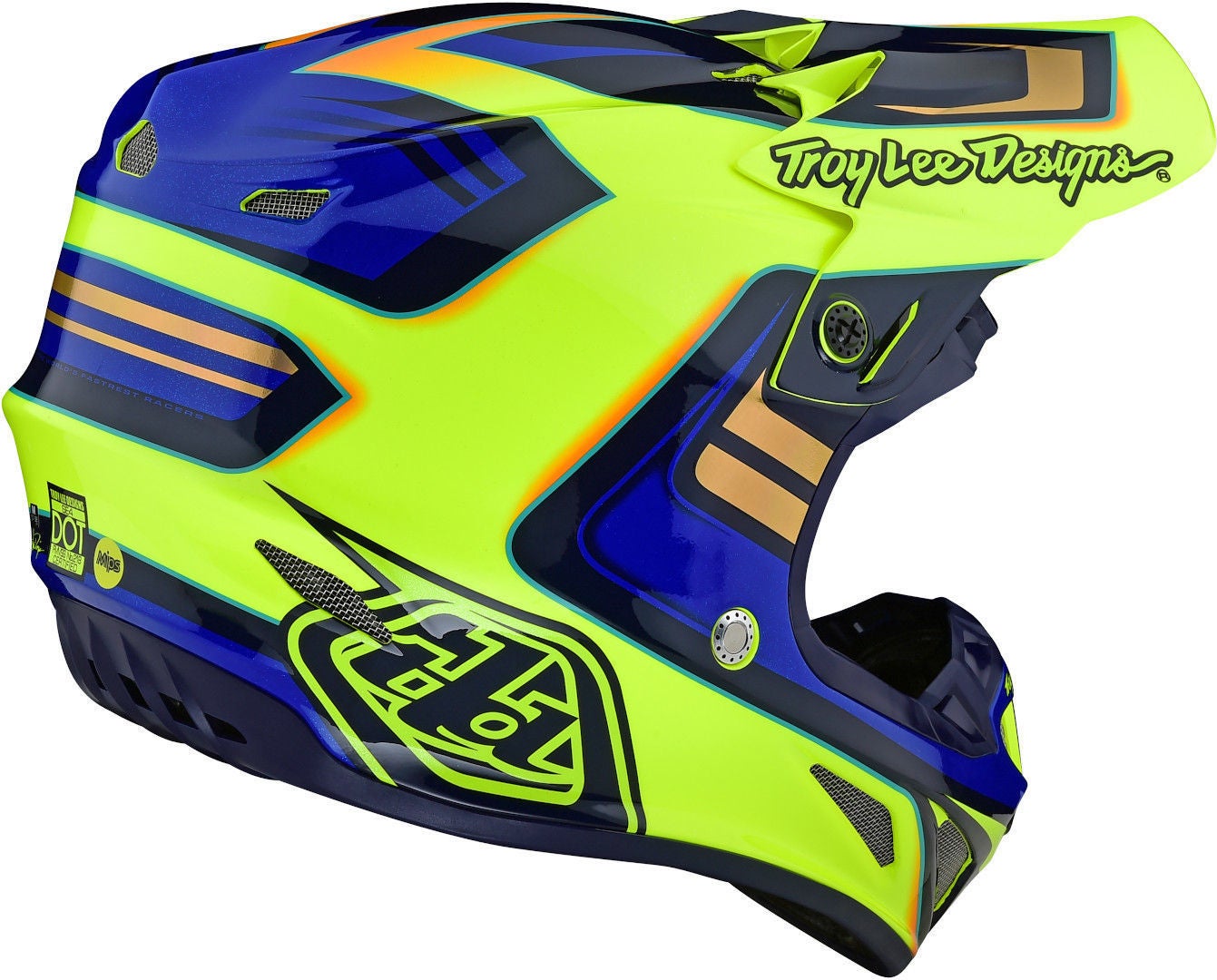 Troy Lee Designs SE4 Flash MIPS Casco de Motocross amarillo/azul 2XL Figura 5