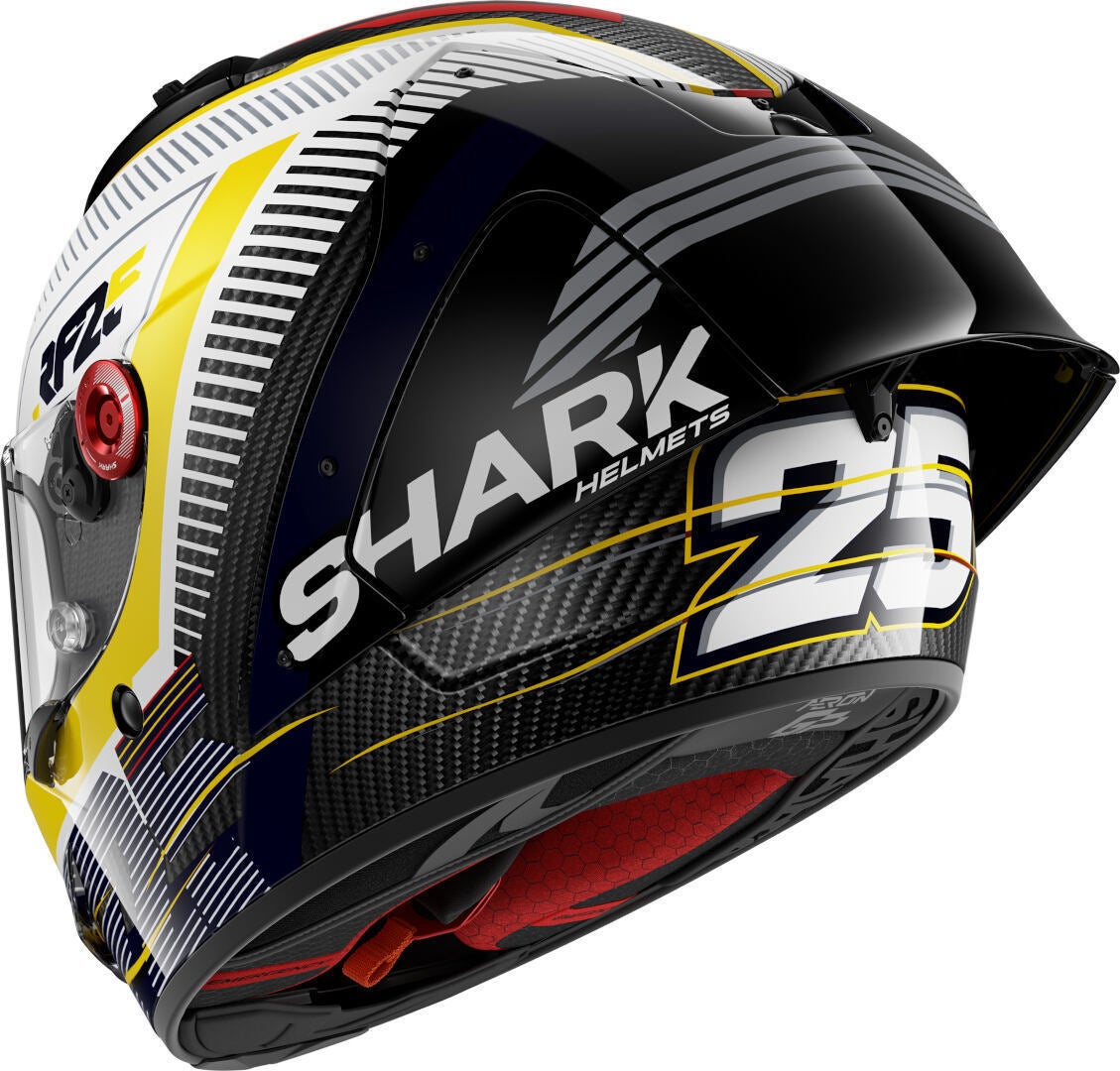 Side view of Shark Aeron GP Replica Raul Fernandez Signature Helmet