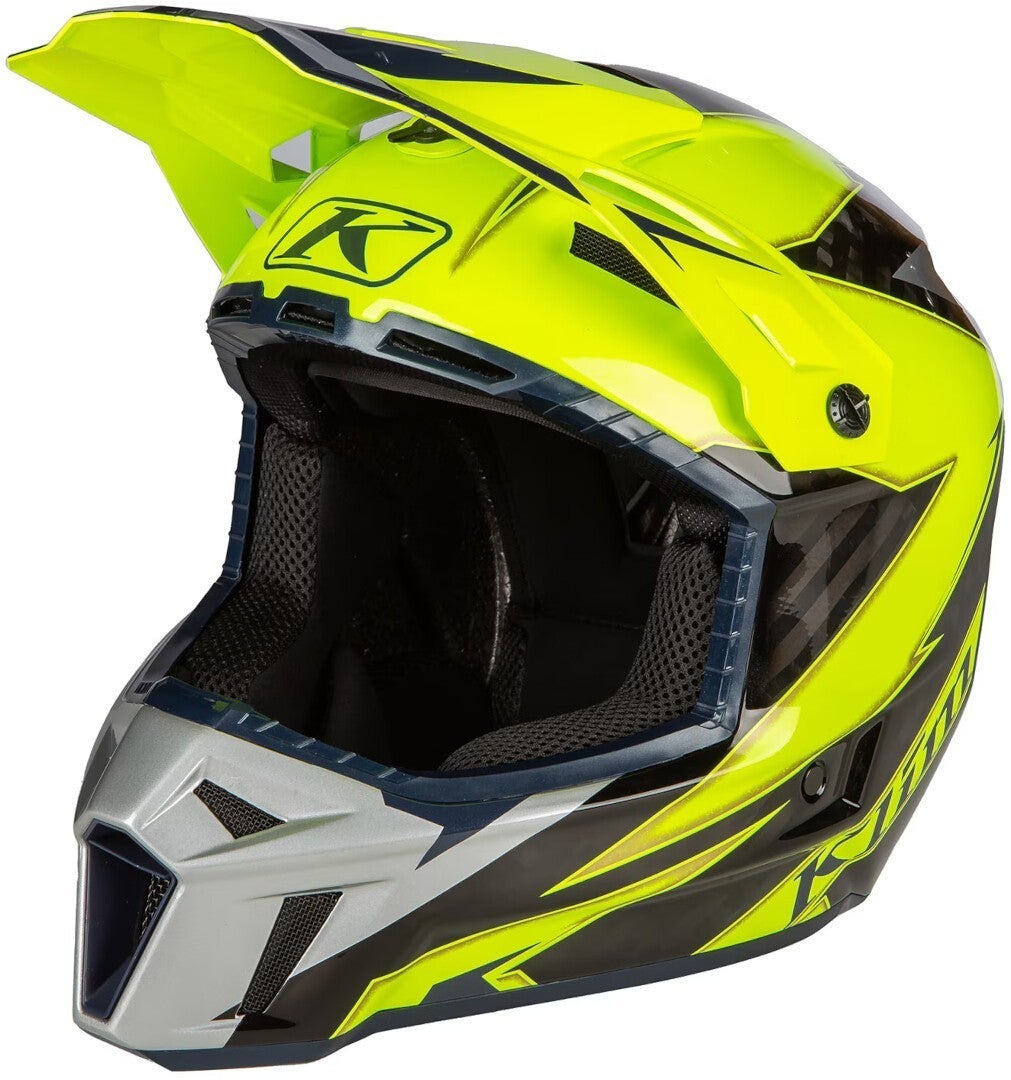 Klim F3 Lighting Carbon Motocross Helm grå/neongul S (54/55) Figur 1