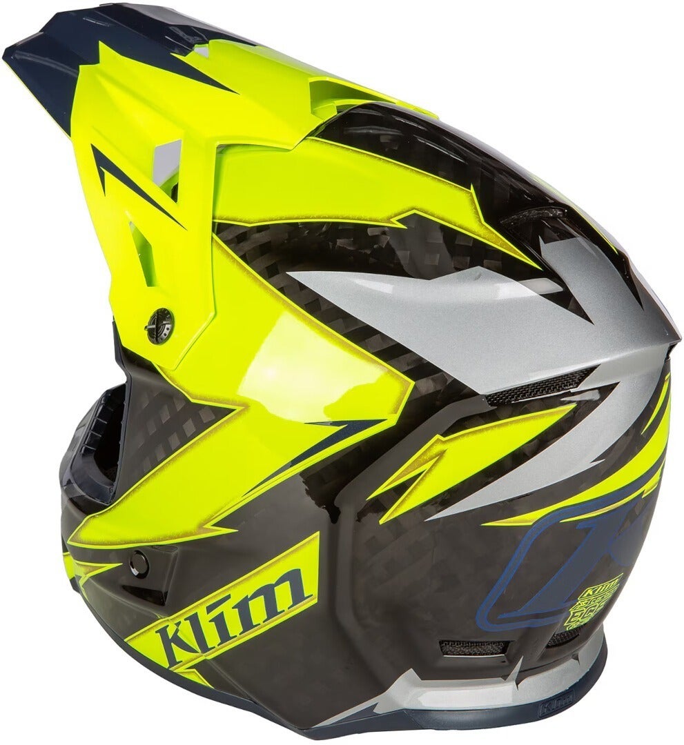 Klim F3 Lighting Carbon Motocross Helm grå/neongul S (54/55) Figur 2
