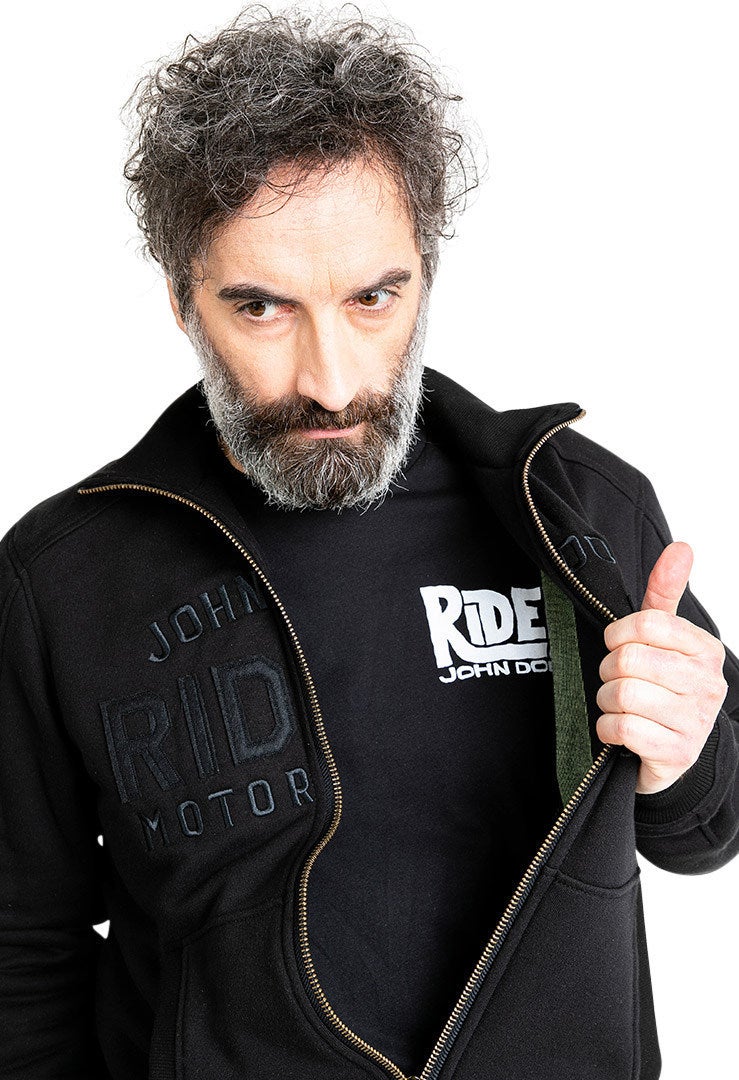 John Doe Standup Neck Motorcykel hoodie Sort/sort M Figur 4