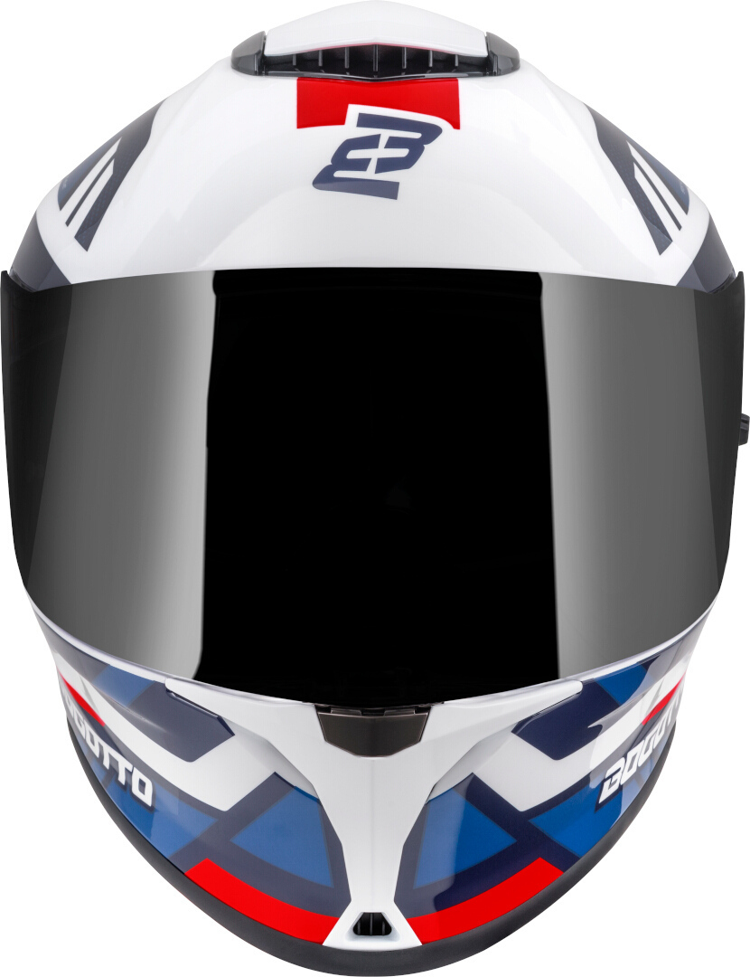 Bogotto Phantom Codex Glasvezel helm wit/blauw/rood S Figuur 8