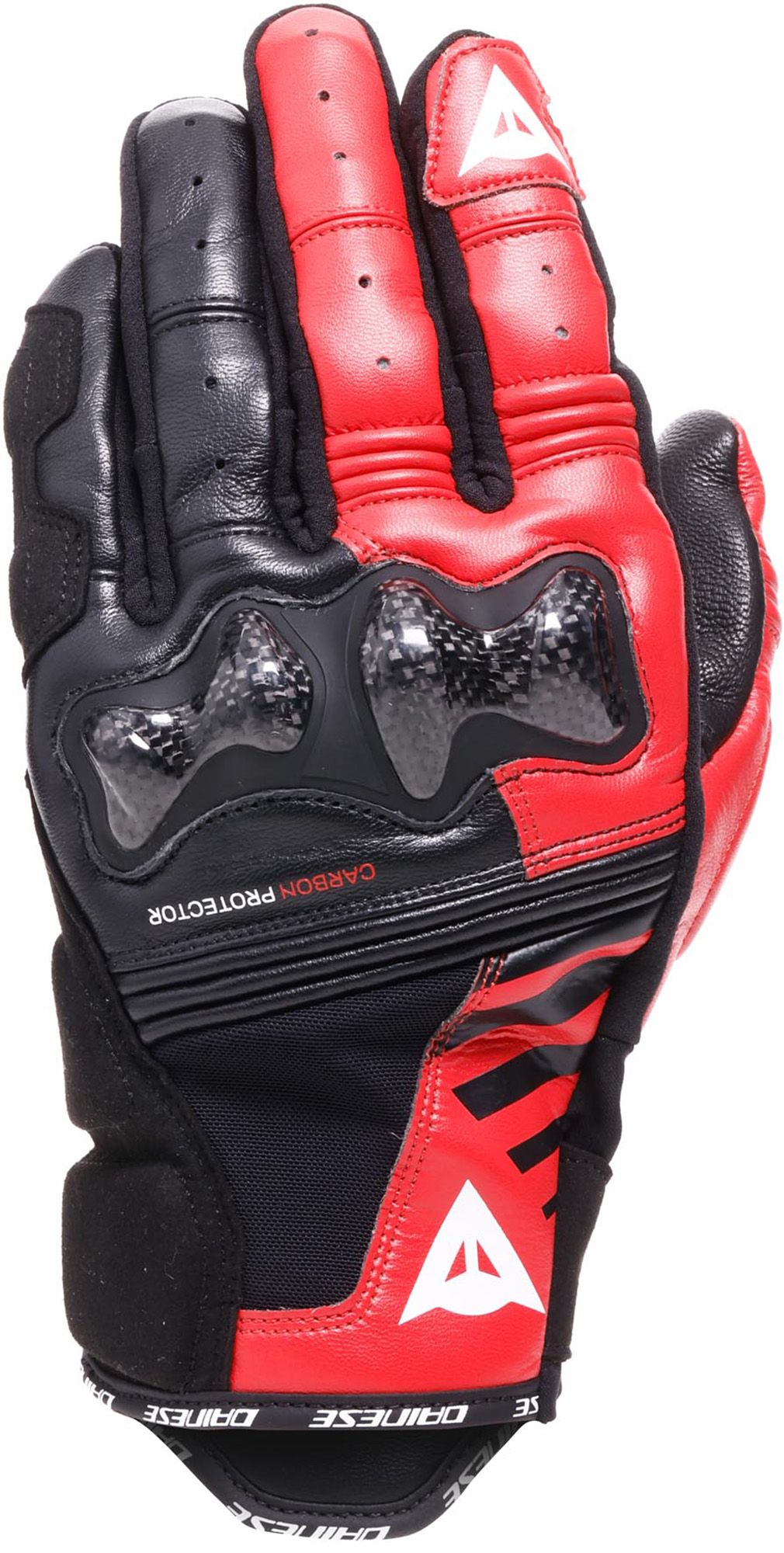 Dainese Reacto Carbon Short Motorcykelhandsker sort/rød M Figur 1