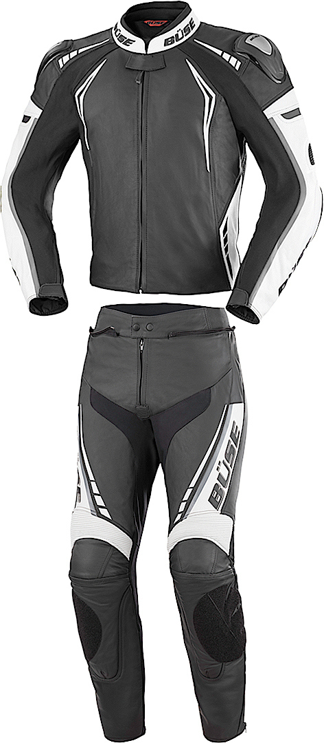 Büse Silverstone Pro Two Piece Motorcycle Leather Suit black/white 52 Figure 1