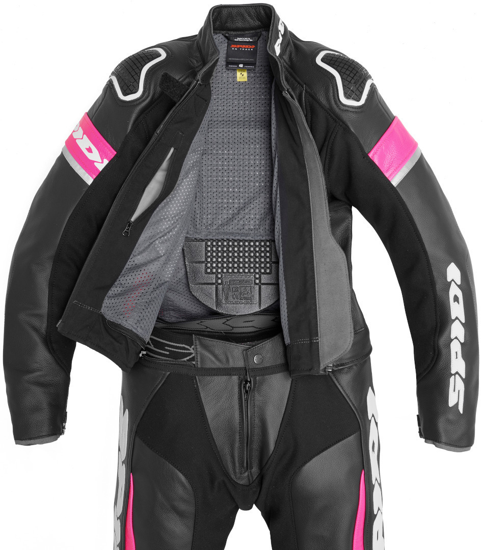 Spidi Laser Touring Costum de piele de motocicletă pentru doamne în două piese Negru/Fucsia 38 Figura 4