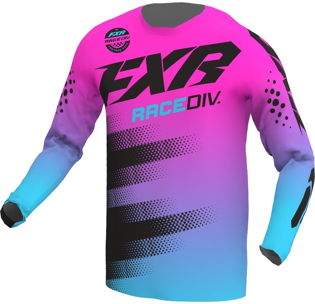 FXR Clutch Stripes Motocross Jersey pink/blå S Figur 1