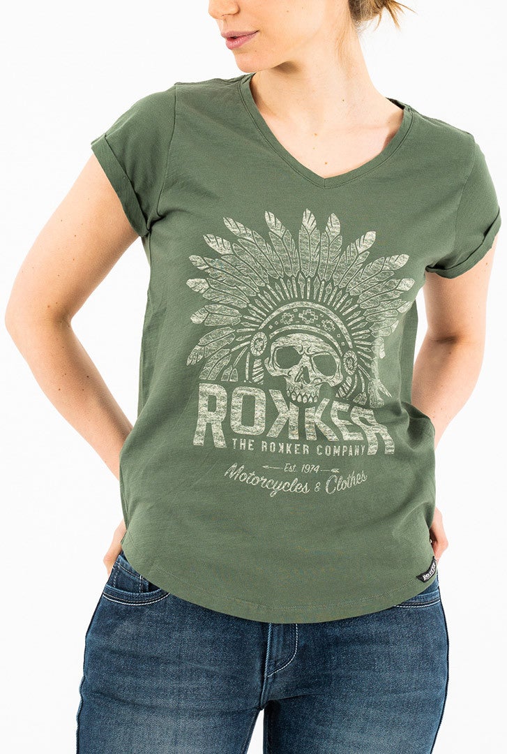 Rokker Indian Bonnet T-shirt da donna oliva S Figura 3