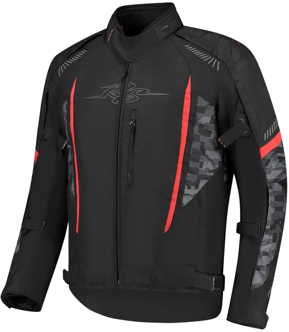 Rusty Stitches Pete Giacca tessile da moto impermeabile nero/grigio/rosso M Figura 1