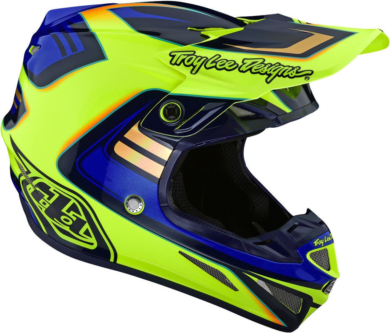 Troy Lee Designs SE4 Flash MIPS Casco Motocross giallo/blu L Figura 3