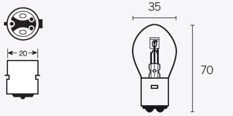 TECNIUM Glödlampa B35 12V 35/35W - x10 Figur 1
