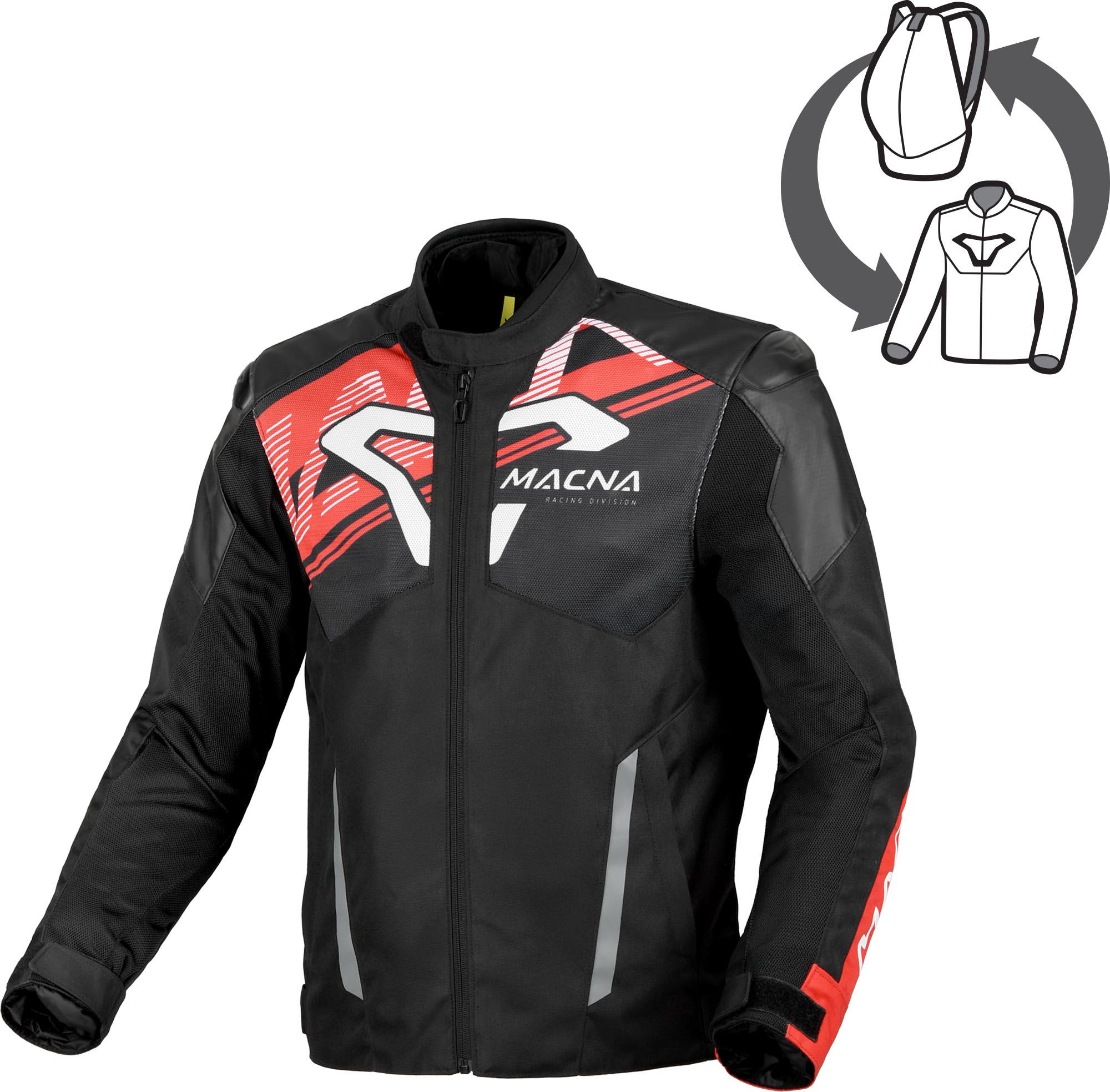 Macna Sevent waterproof Motorcycle Textile Jacket black/red/white M Figure 1