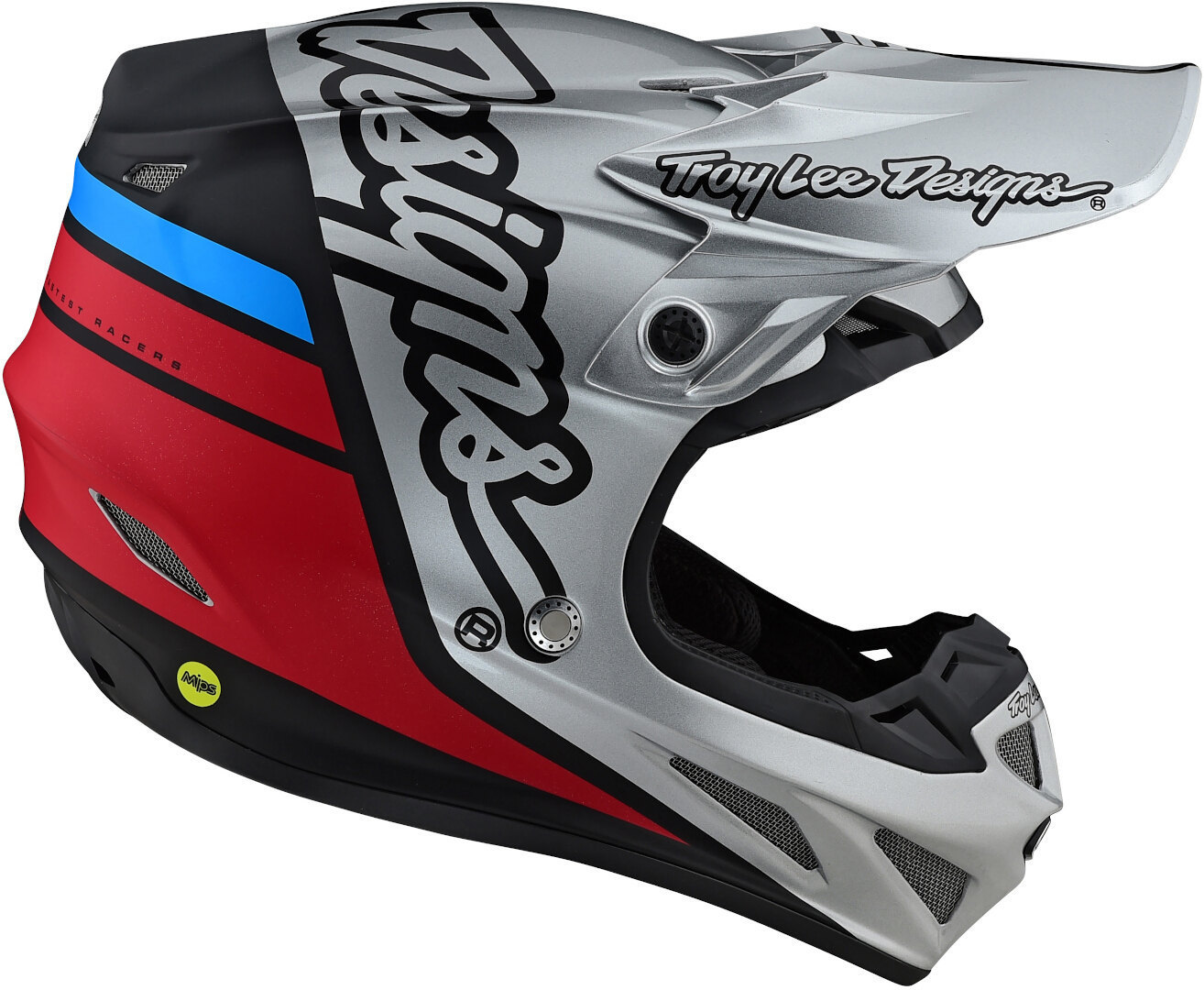 Troy Lee Designs SE4 Silhouette MIPS Casco Motocross nero/argento/rosso L Figura 4