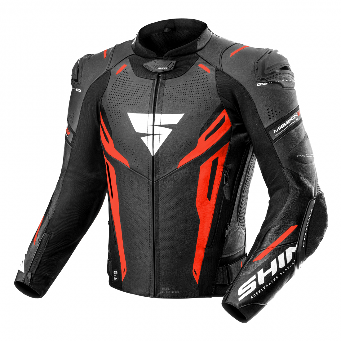 SHIMA Mission ST Motorleren jas Zwart/Rood 52 Figuur 1
