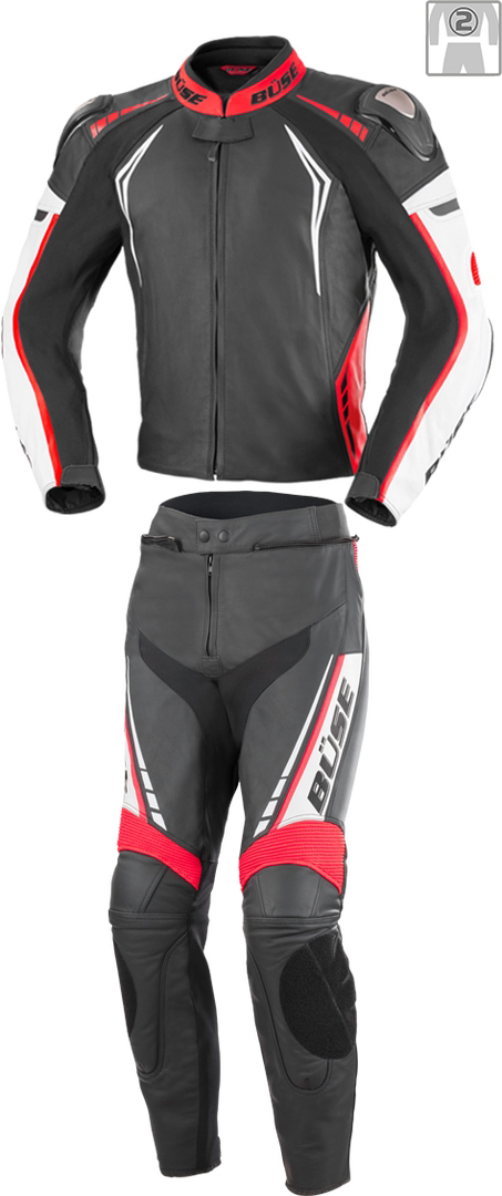 Büse Silverstone Pro Two Piece Ladies Leather Suit black/white/red 44 Figure 1