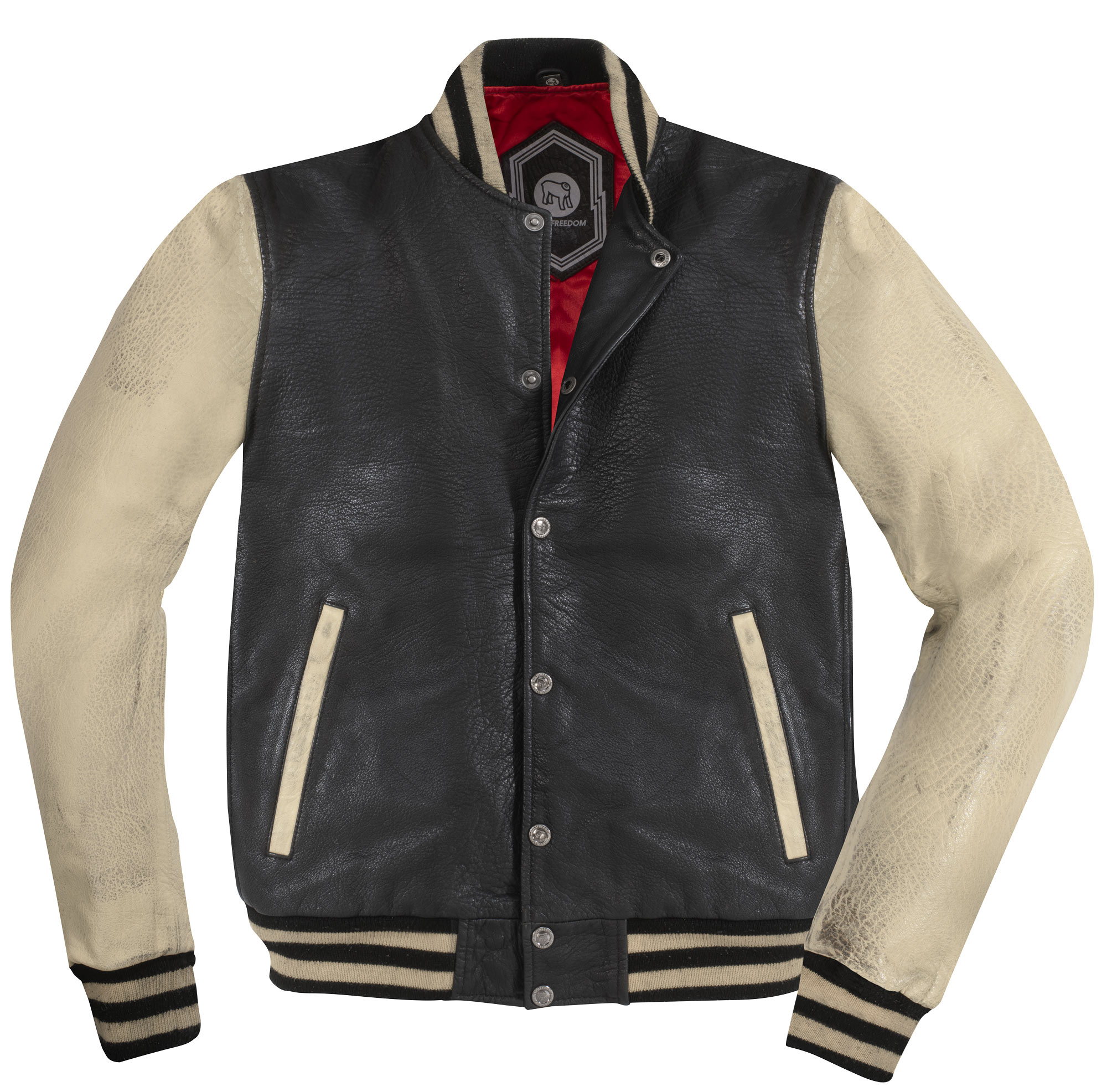 HolyFreedom Varsity College Leather Jacket black/white L Figure 1