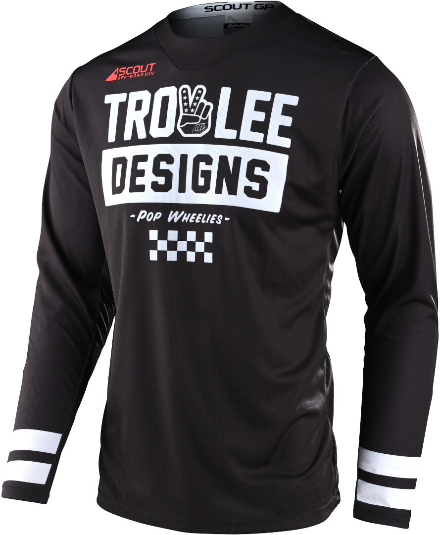 Troy Lee Designs Scout GP Peace & Wheelies Tricou de motocross alb/negru XS Figura 1