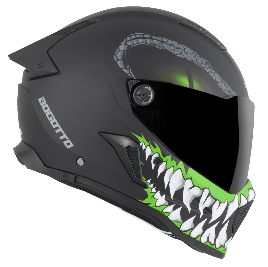 Bogotto Rapto Reptile Helm Zwart/Groene Matt M Figuur 2