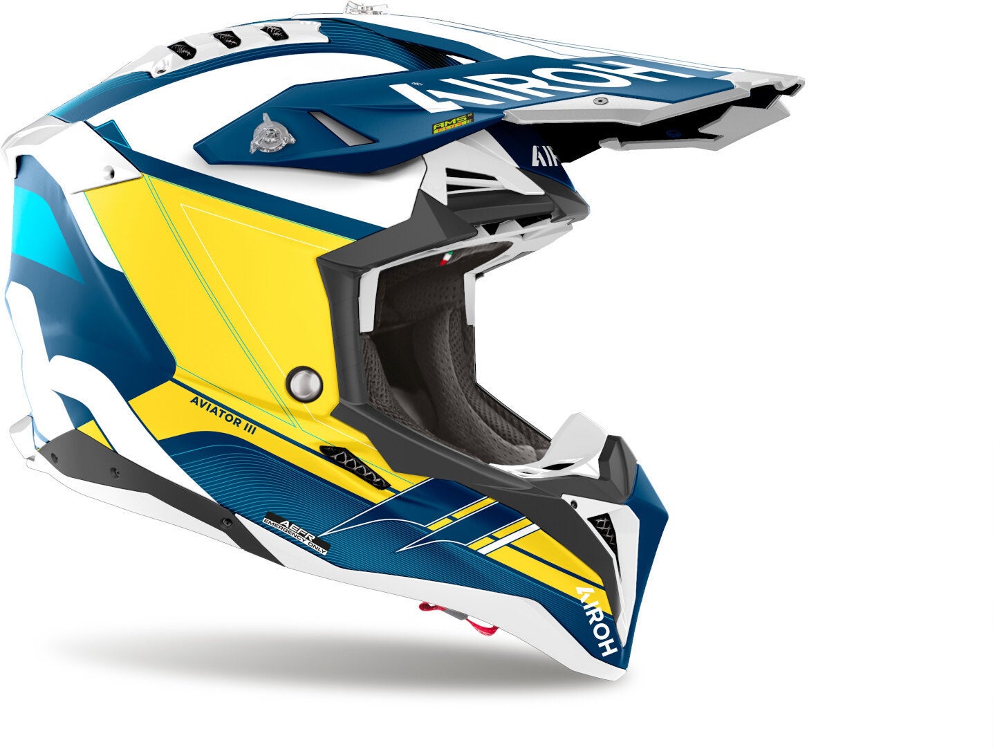 Airoh Aviator 3 Saber Motocross Helmet white/yellow/blue M (57/58) Figure 2