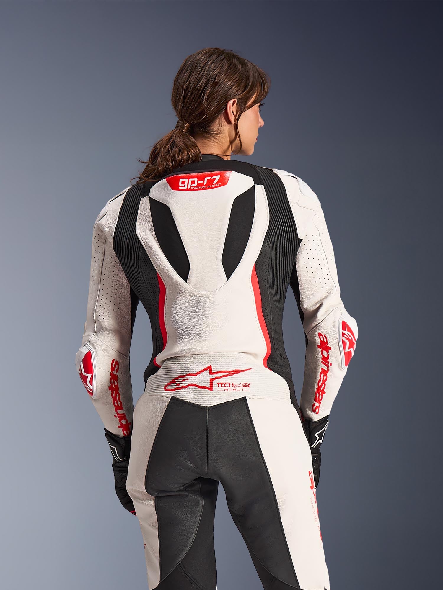 Alpinestars Stella GP-R7 Dames 1-delig motorfiets leren pak wit/zwart/rood 38 Figuur 5