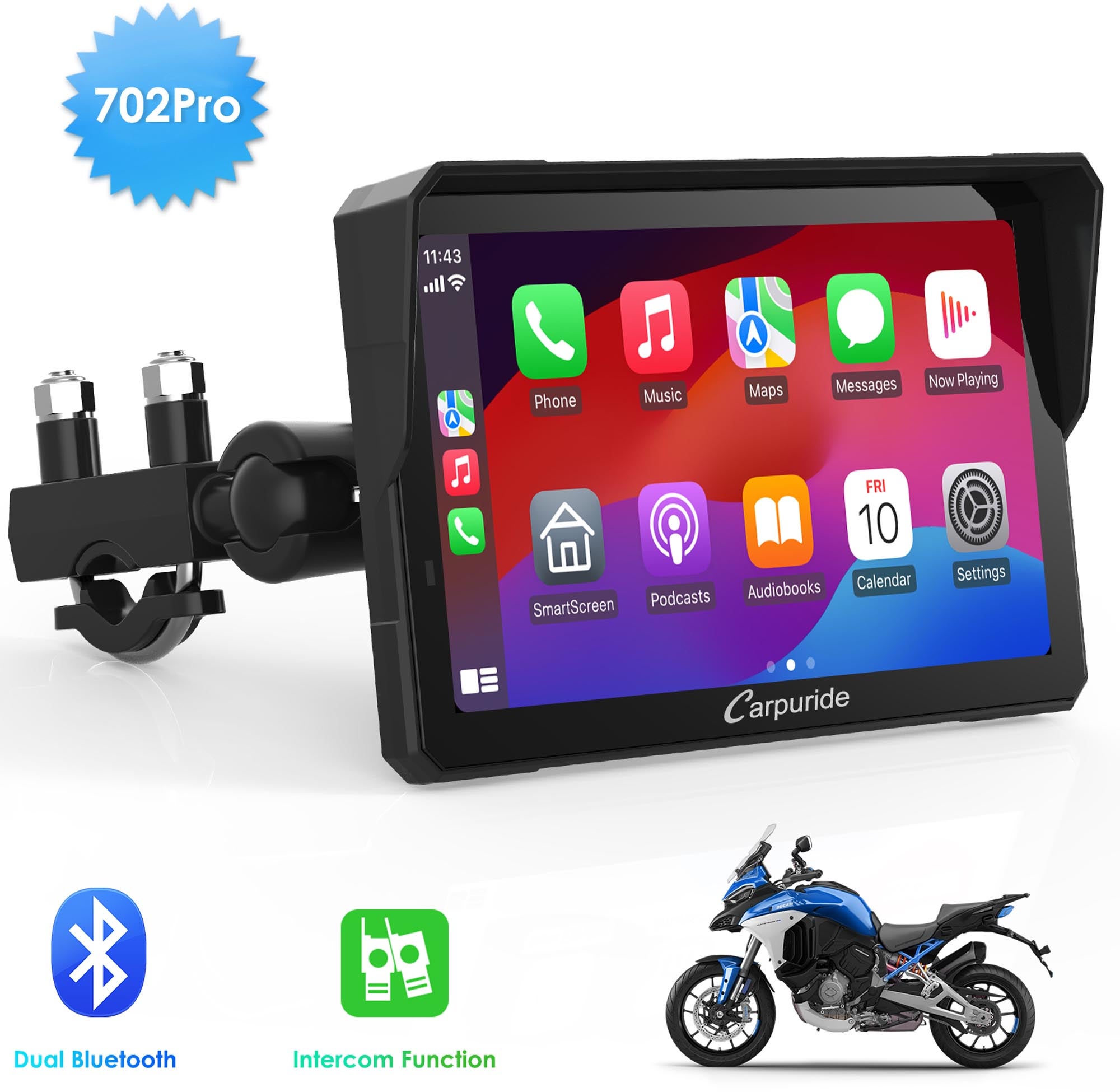 Carpuride Pro Series 7 Universal Multimediální systém motocyklů Obrázek 3